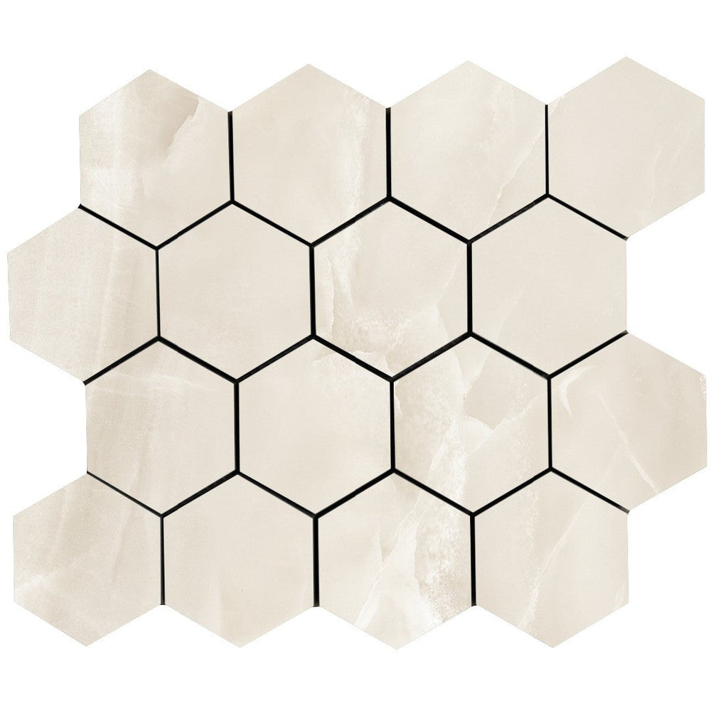 Tesoro 10.25" x 11.75" Lucca Rectified Polished Porcelain 3" Hexagon Mosaic
