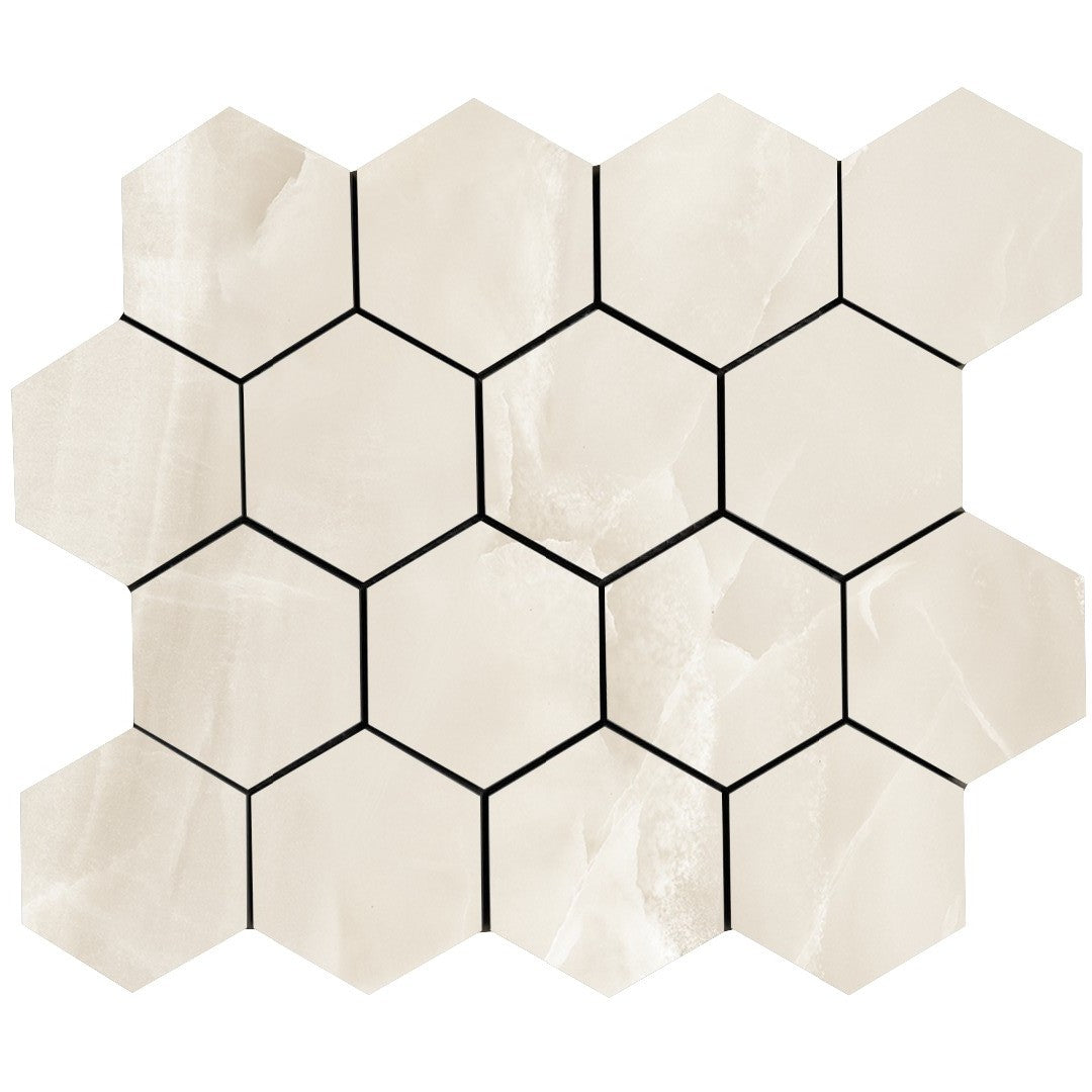 Tesoro 10.25" x 11.75" Lucca Rectified Polished Porcelain 3" Hexagon Mosaic