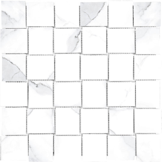 Tesoro 11.75" x 11.75" Lucca Rectified Polished Porcelain Basketweave Mosaic