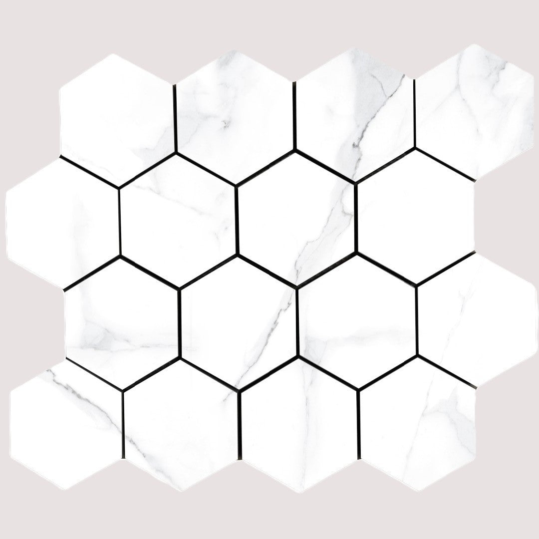 Tesoro 10.25" x 11.75" Lucca Rectified Polished Porcelain 3" Hexagon Mosaic