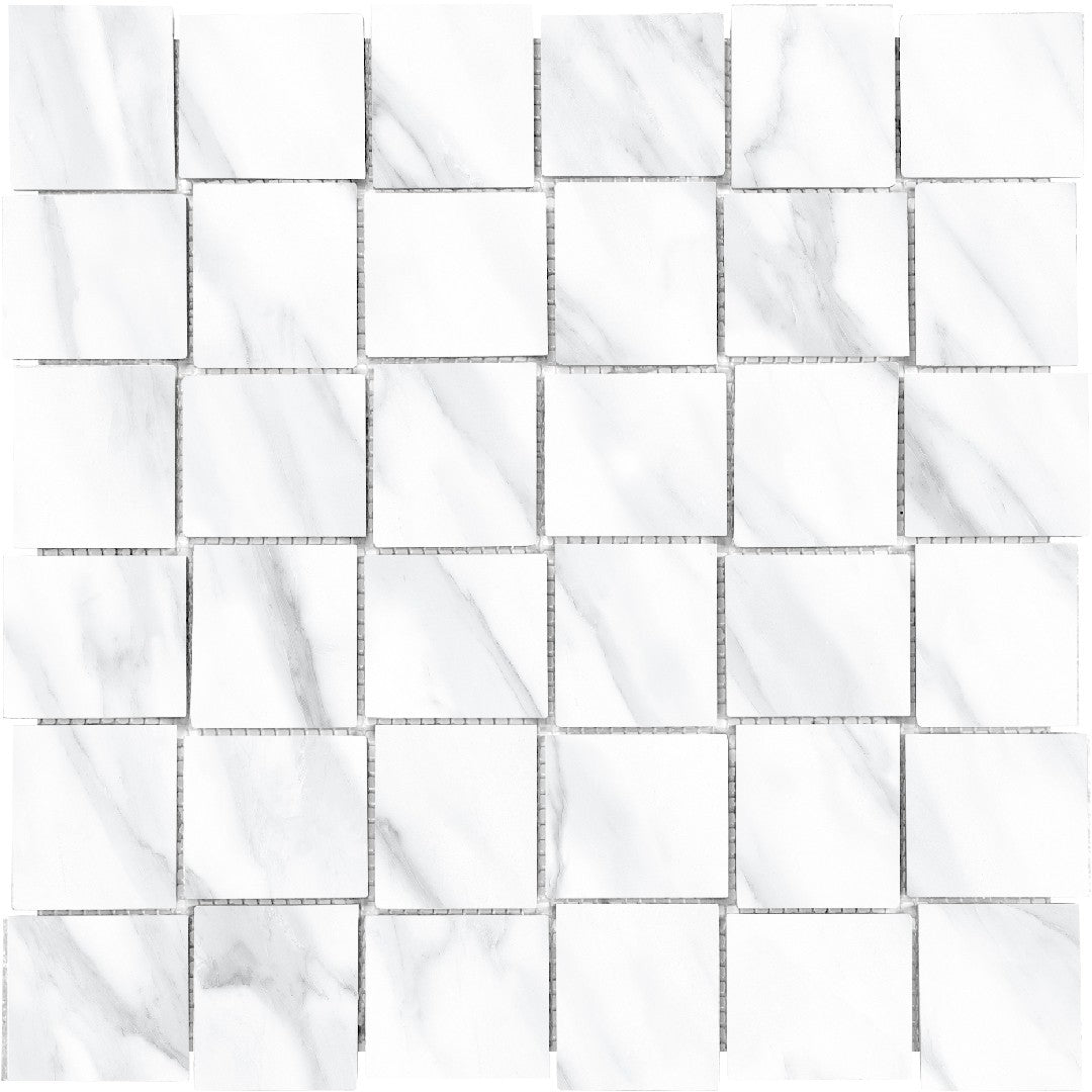Tesoro 11.75" x 11.75" Lucca Rectified Polished Porcelain Basketweave Mosaic