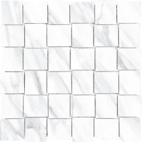 Tesoro 11.75" x 11.75" Lucca Rectified Polished Porcelain Basketweave Mosaic