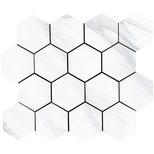 Tesoro 10.25" x 11.75" Lucca Rectified Polished Porcelain 3" Hexagon Mosaic