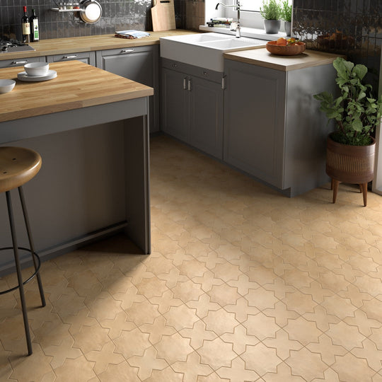 Tesoro-6.5-x-6.5-Kasbah-Pressed-Matte-Porcelain-Stare-Tile-Fawn-Star