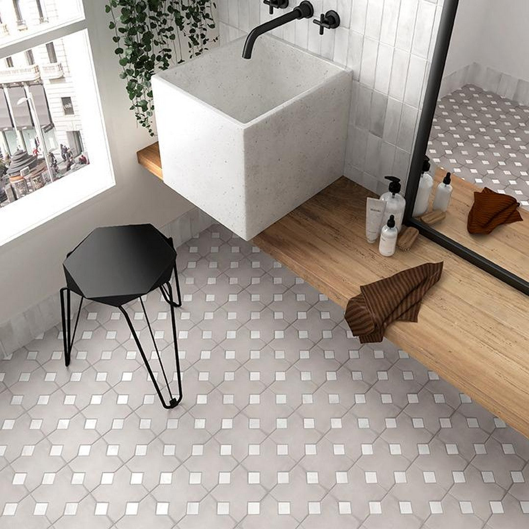 Tesoro-1.25-x-1.25-Kasbah-Pressed-Matte-Porcelain-Taco-Tile-White-A-Taco
