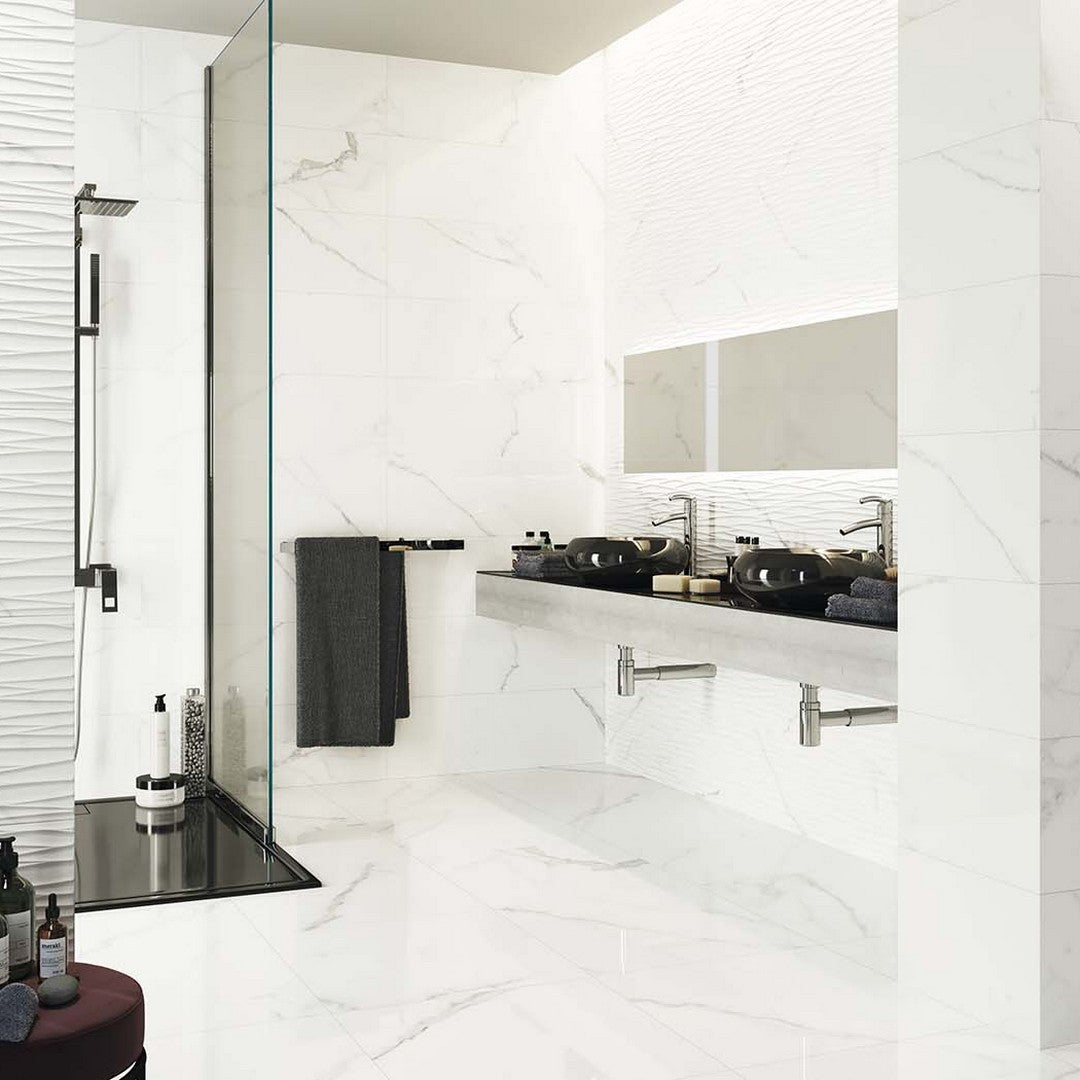 Euroker-12-x-36-Venato-Rectified-Gloss-Porcelain-Tile-Bianco