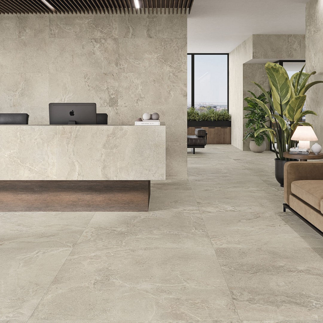 Euroker-24-x-48-Dome-Rectified-Matte-Porcelain-Tile-Bone