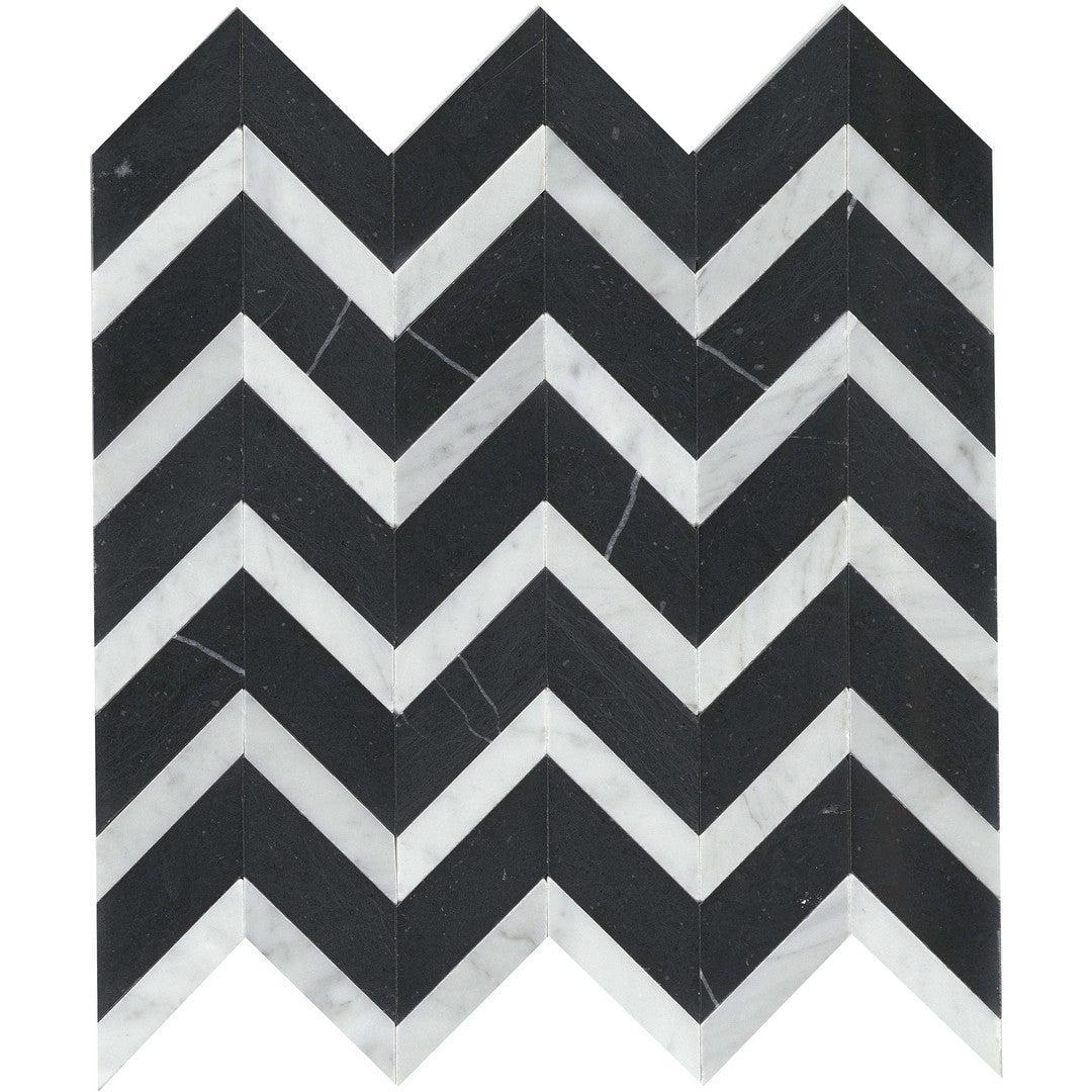 Emser 12" x 13" Bizou Polished Chevron Marble Mosaic