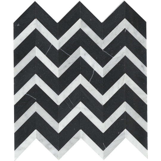 Emser 12" x 13" Bizou Polished Chevron Marble Mosaic