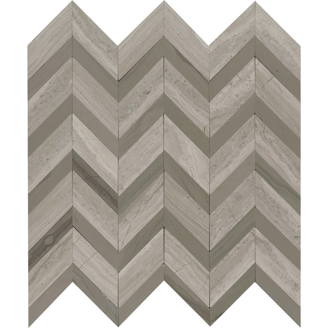 Emser 12" x 13" Bizou Polished Chevron Marble Mosaic