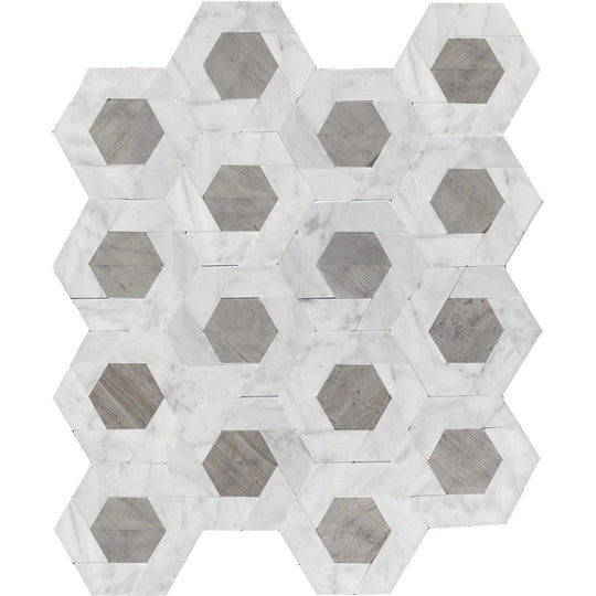 Emser 11" x 13" Bizou Polished Damask Marble Mosaic