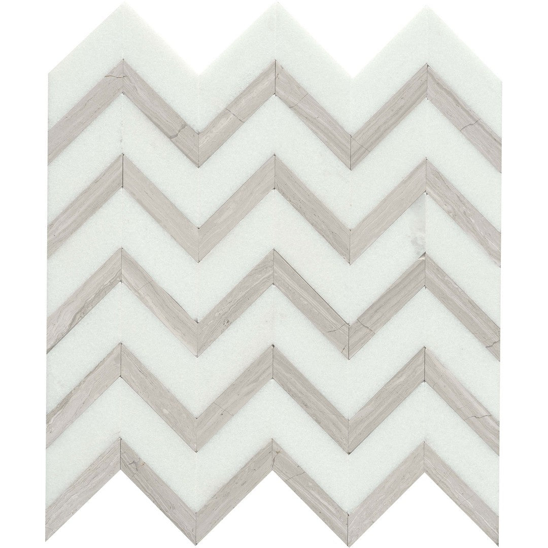 Emser 12" x 13" Bizou Polished Chevron Marble Mosaic