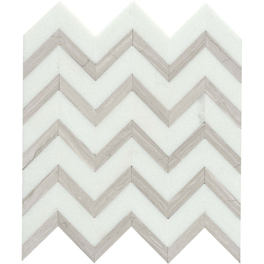 Emser 12" x 13" Bizou Polished Chevron Marble Mosaic