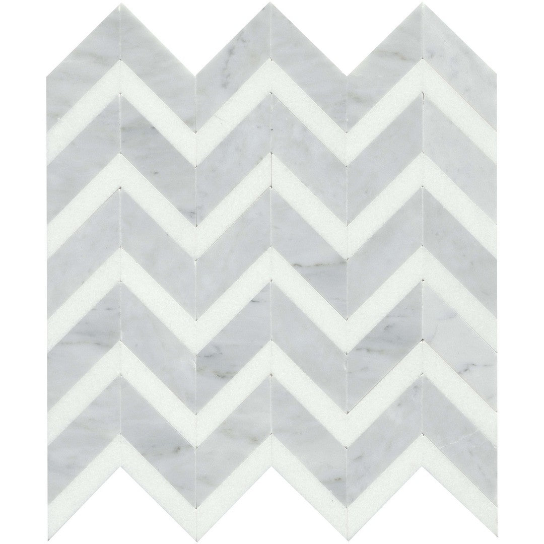 Emser 12" x 13" Bizou Polished Chevron Marble Mosaic