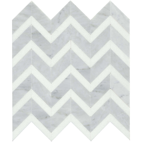 Emser 12" x 13" Bizou Polished Chevron Marble Mosaic
