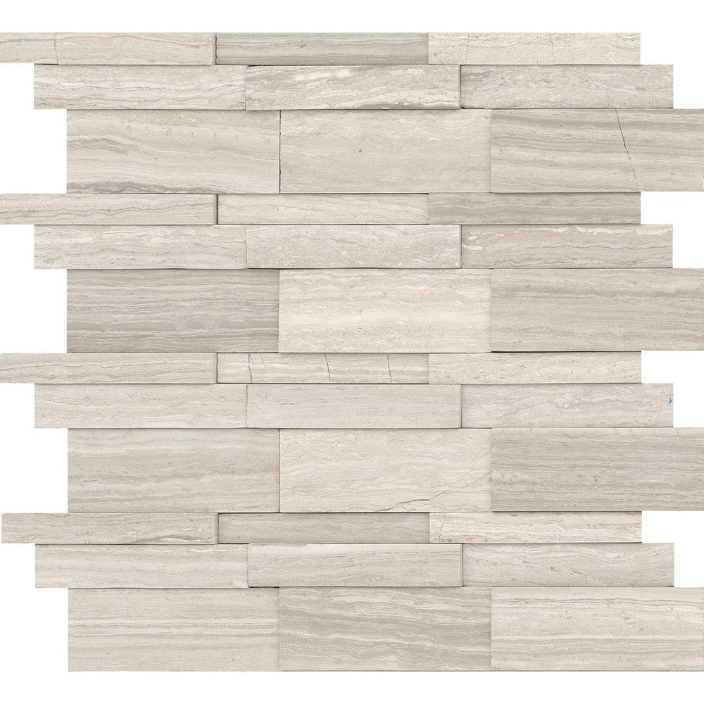 Emser 12" x 12" Metro Honed Marble 3D Linear Mosaic