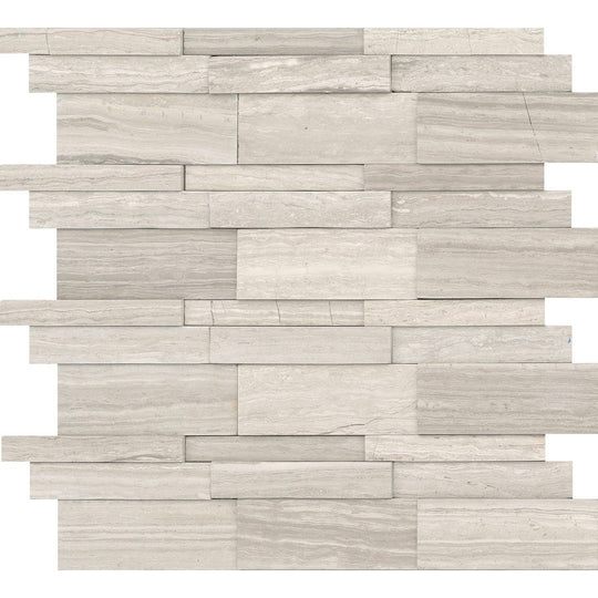 Emser 12" x 12" Metro Honed Marble 3D Linear Mosaic