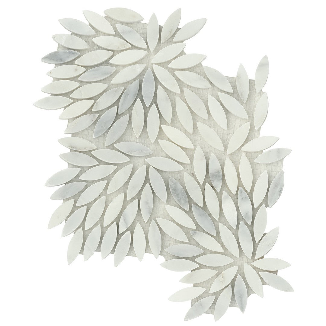 Emser 9" x 10" Marble Winter Frost Polished Marble Leaf Mosaic