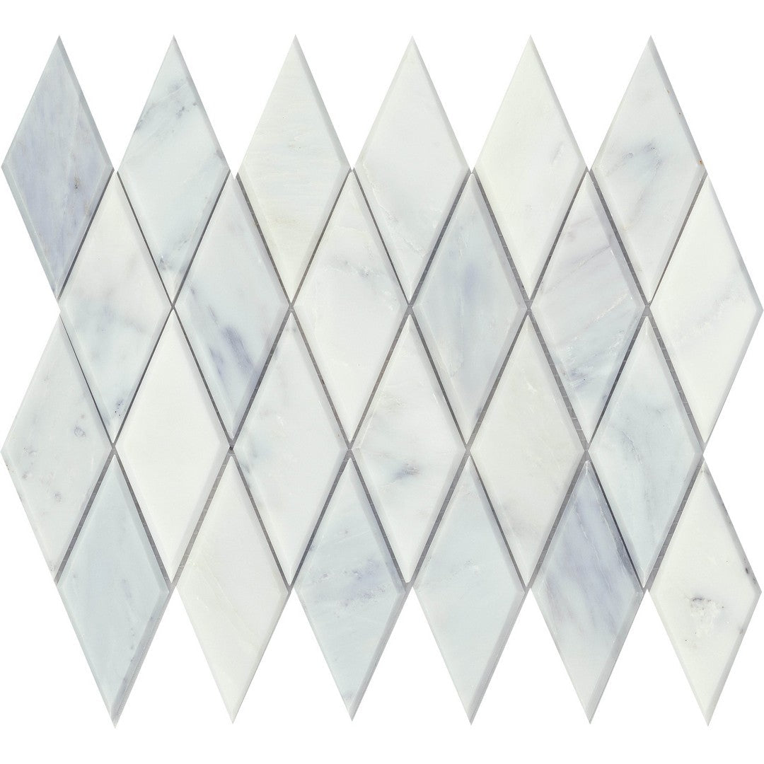 Emser 10" x 13" Marble Winter Frost Polished Marble Diamond Mosaic