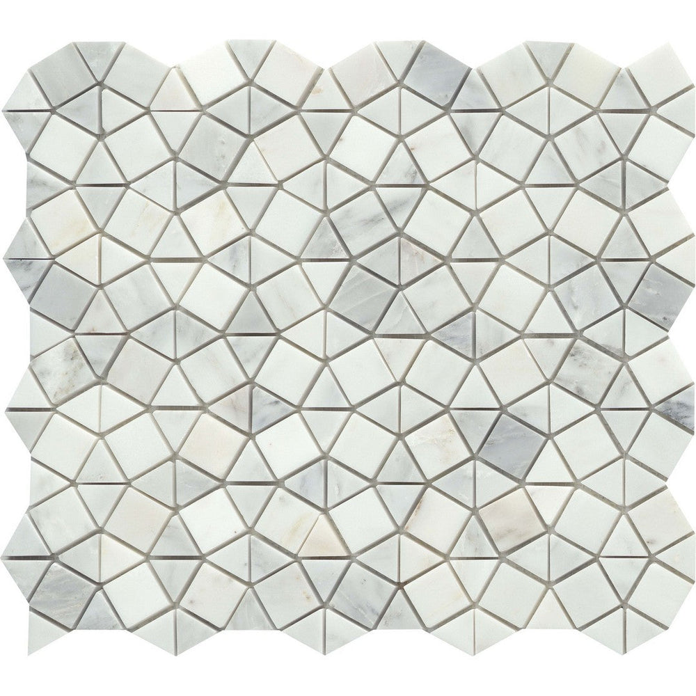 Emser 12" x 12" Marble Winter Frost Polished Marble Geometric Mosaic