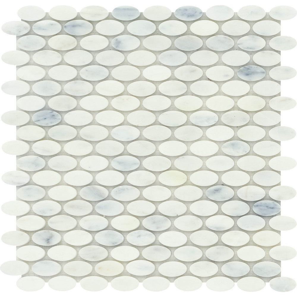 Emser 12" x 12" Marble Winter Frost Polished Marble Oval Mosaic