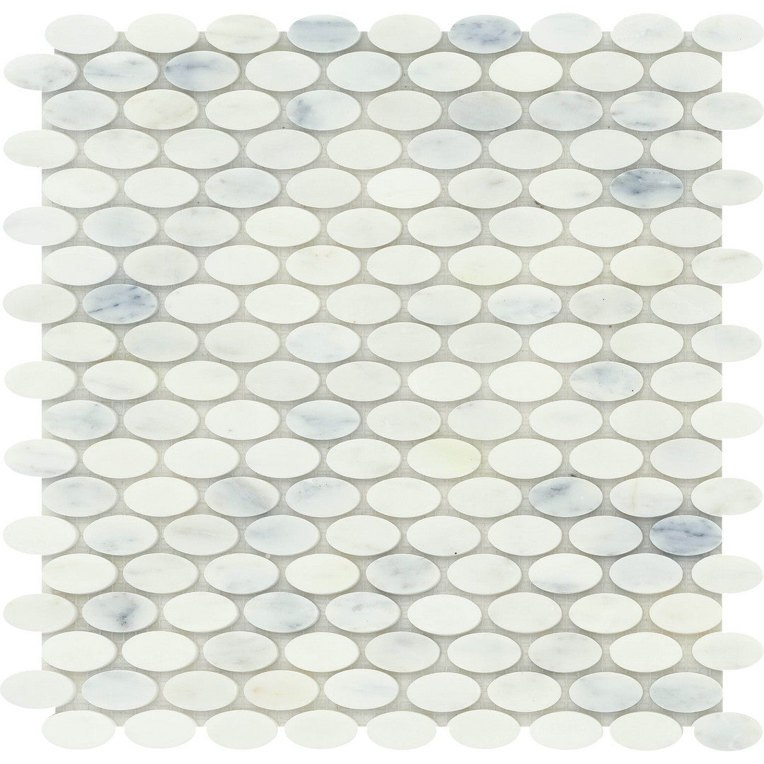 Emser 12" x 12" Marble Winter Frost Polished Marble Oval Mosaic