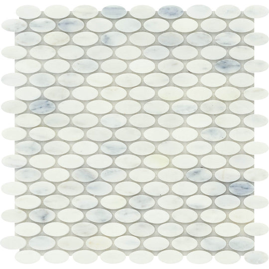 Emser 12" x 12" Marble Winter Frost Polished Marble Oval Mosaic