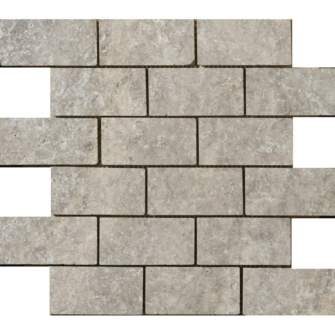 Emser 12" x 12" Ancient Silver Tumbled Natural Stone Mosaic
