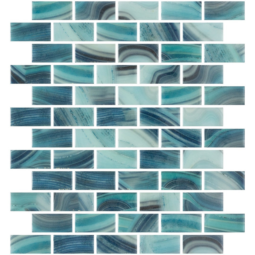 Emser 10" x 12" Waterlace Pressed Glossy Offset Glass Mosaic