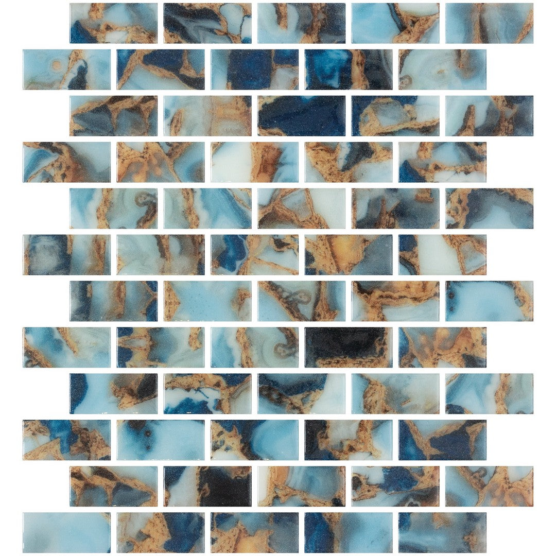 Emser 10" x 12" Waterlace Pressed Glossy Offset Glass Mosaic