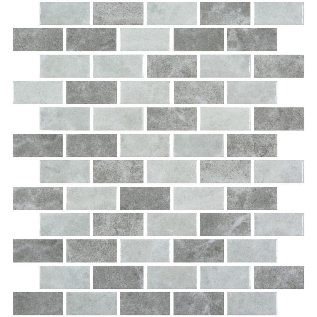 Emser 10" x 12" Waterlace Pressed Glossy Offset Glass Mosaic