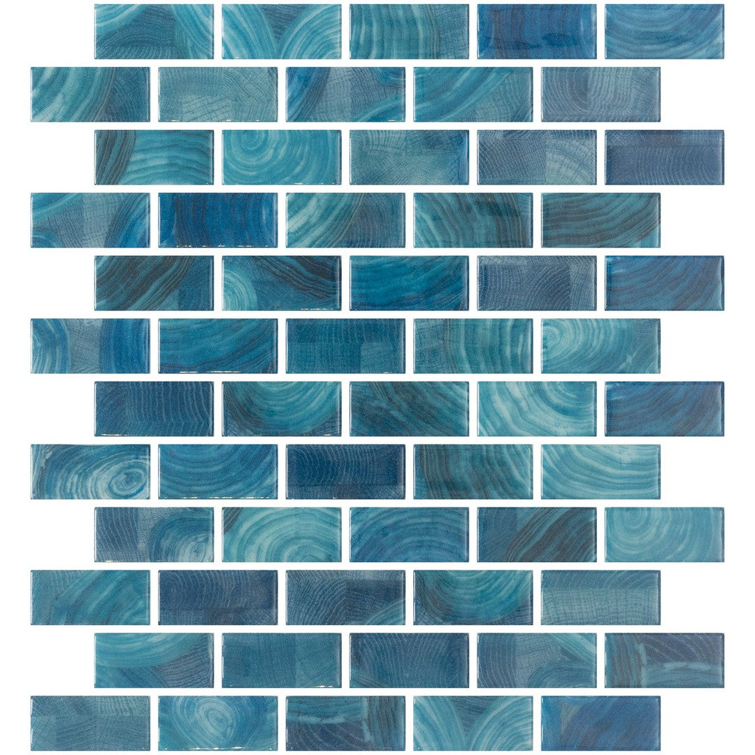 Emser 10" x 12" Waterlace Pressed Glossy Offset Glass Mosaic
