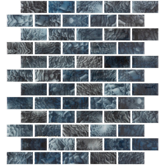 Emser 10" x 12" Waterlace Pressed Glossy Offset Glass Mosaic