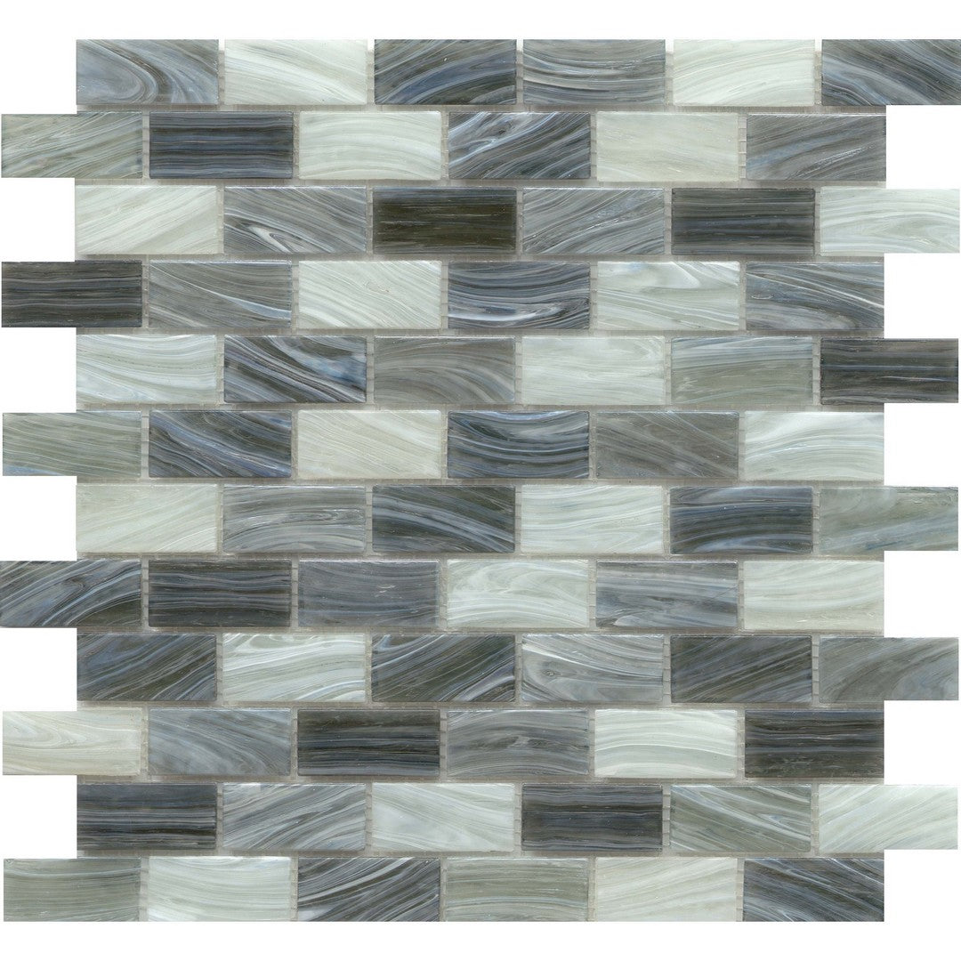 Emser 12" x 12" Swirl Pressed Glossy Glass Offset Mosaic