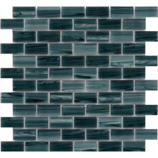 Emser 12" x 12" Swirl Pressed Glossy Glass Offset Mosaic