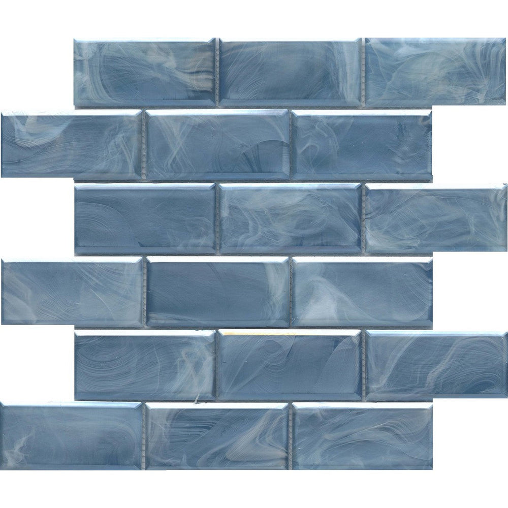 Emser 12" x 12" Splash Pressed Satin Offset Beveled Glass Mosaic