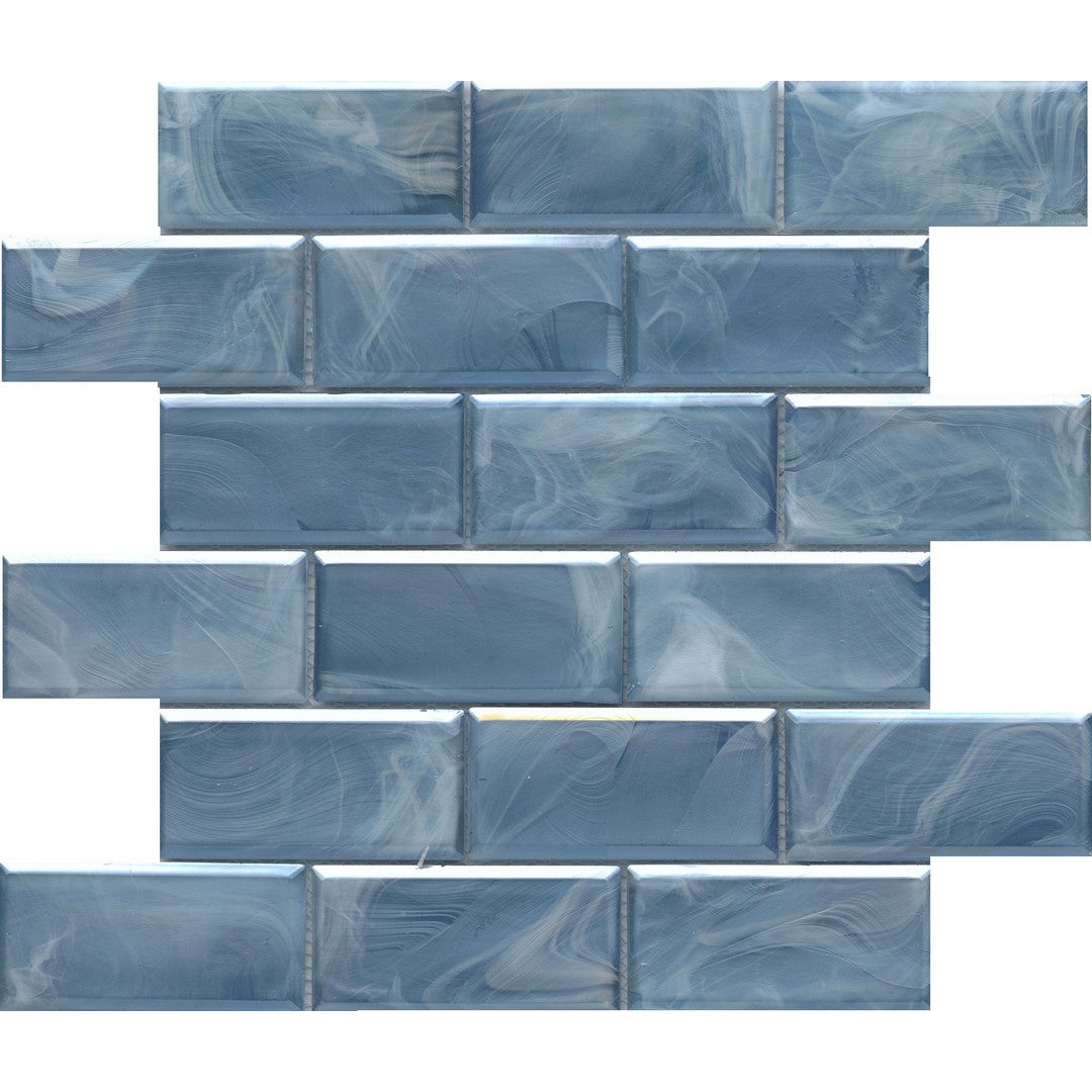 Emser 12" x 12" Splash Pressed Satin Offset Beveled Glass Mosaic