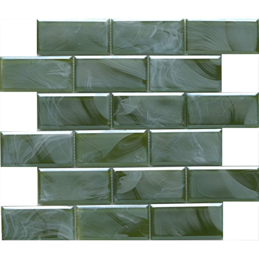 Emser 12" x 12" Splash Pressed Satin Offset Beveled Glass Mosaic