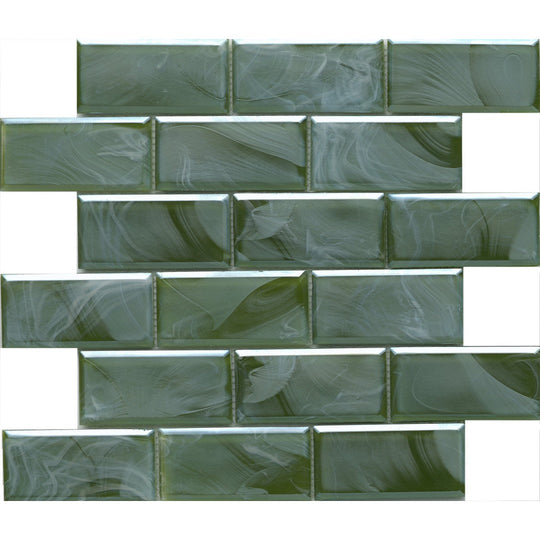 Emser 12" x 12" Splash Pressed Satin Offset Beveled Glass Mosaic