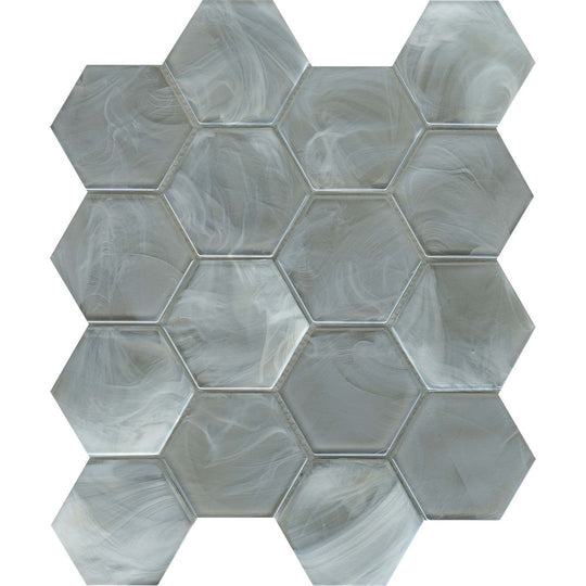 Emser 11" x 13" Splash Pressed Glossy 3" Hexagon Glass Mosaic