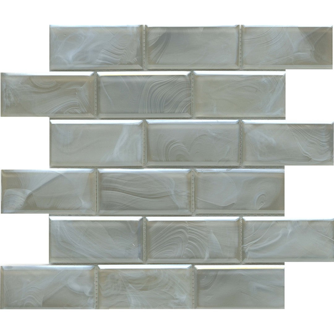 Emser 12" x 12" Splash Pressed Satin Offset Beveled Glass Mosaic