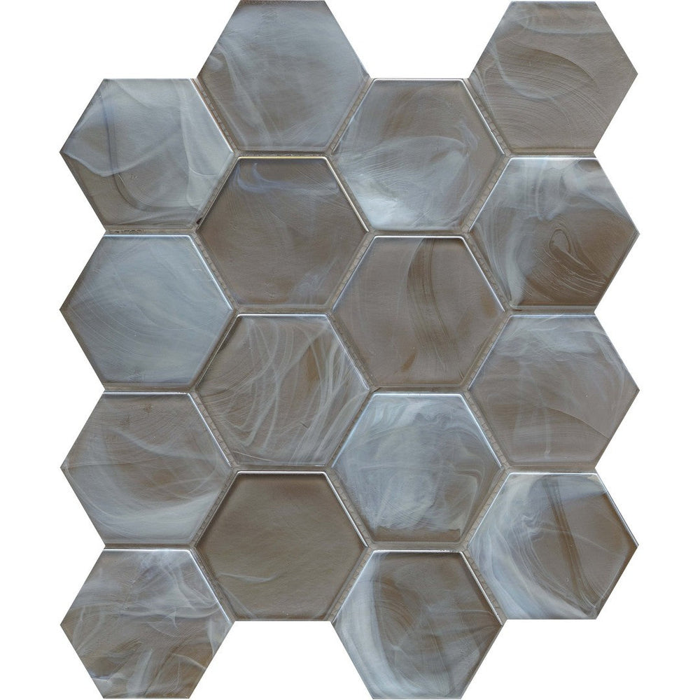 Emser 11" x 13" Splash Pressed Glossy 3" Hexagon Glass Mosaic
