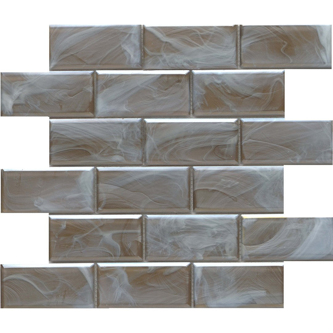 Emser 12" x 12" Splash Pressed Satin Offset Beveled Glass Mosaic