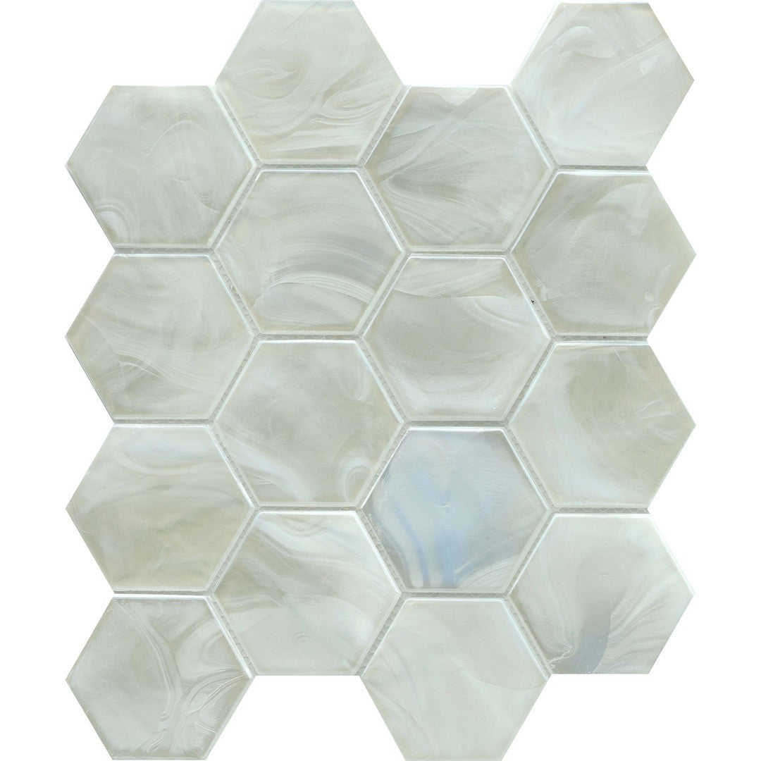 Emser 11" x 13" Splash Pressed Glossy 3" Hexagon Glass Mosaic