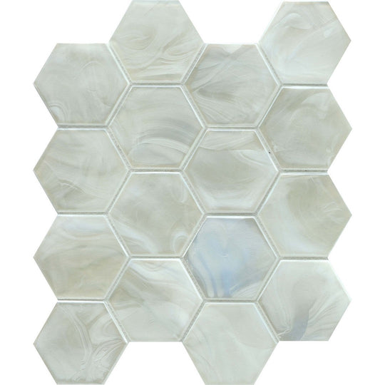 Emser 11" x 13" Splash Pressed Glossy 3" Hexagon Glass Mosaic