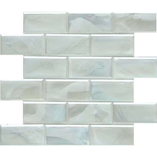 Emser 12" x 12" Splash Pressed Satin Offset Beveled Glass Mosaic