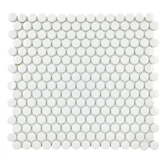 Emser 11" x 12" Savvy Pressed Glossy Penny Round Porcelain Mosaic