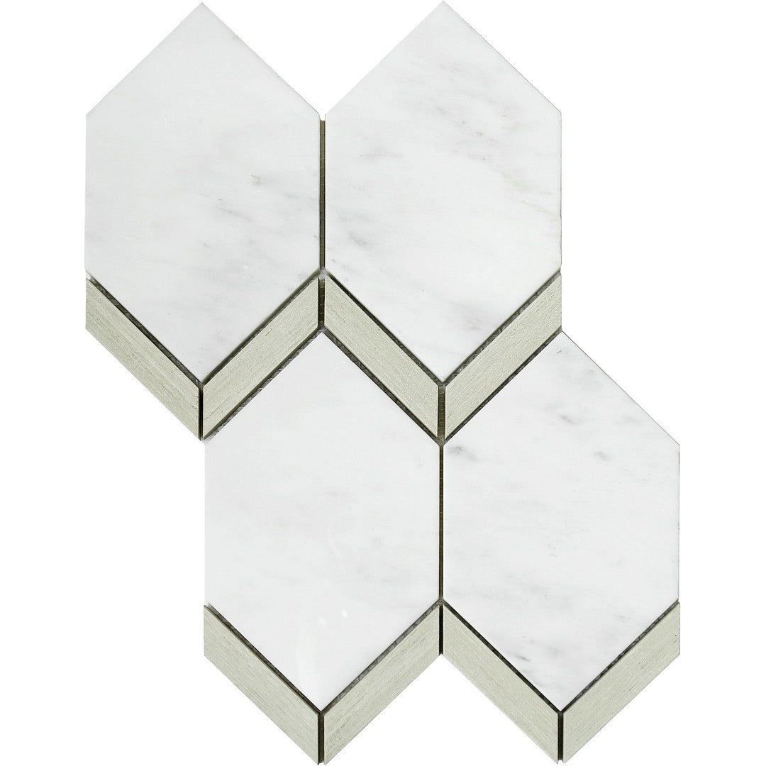 Emser 11" x 15" Intrigue Rectified Polished Picket Stone & Glass Mosaic