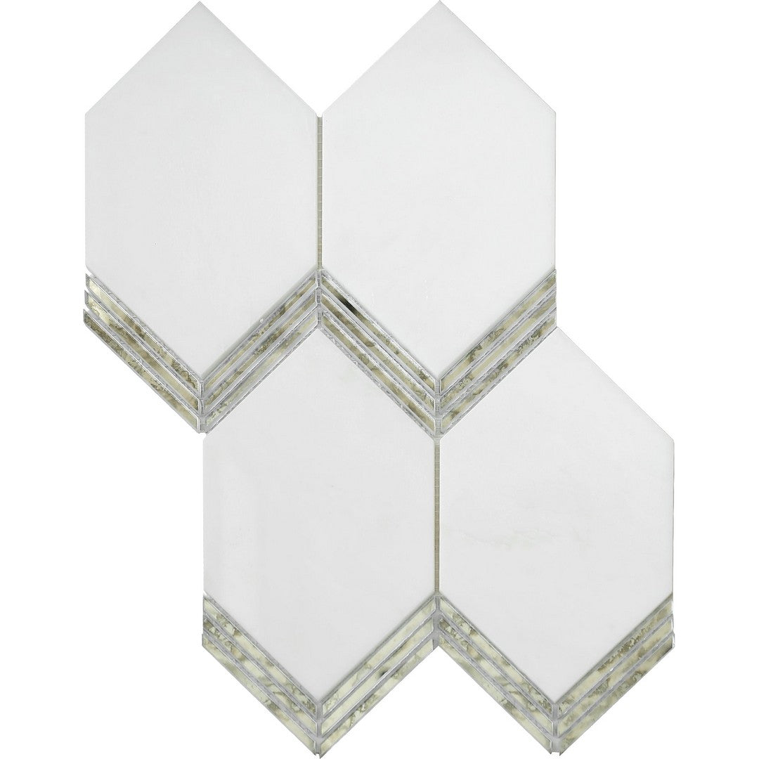Emser 11" x 15" Intrigue Rectified Polished Picket Stone & Glass Mosaic