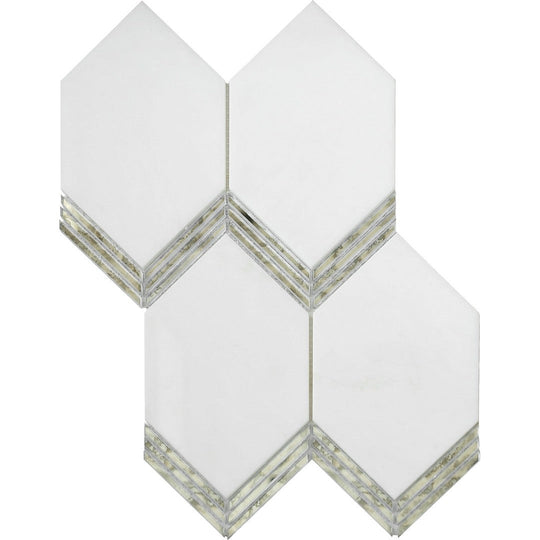 Emser 11" x 15" Intrigue Rectified Polished Picket Stone & Glass Mosaic